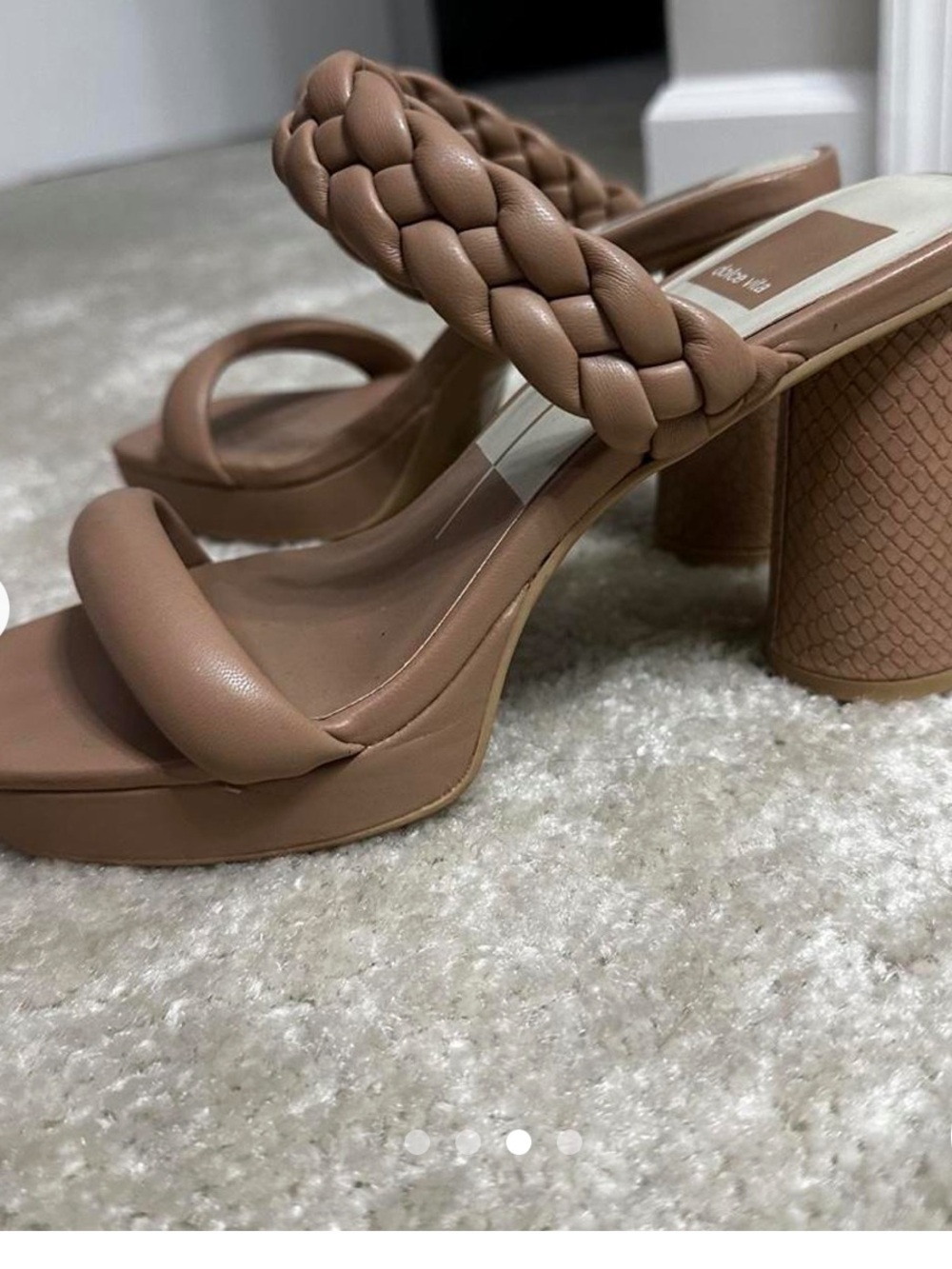 Dolce Vita Braided Strap Block Heel Mules — Tan-brown-beige